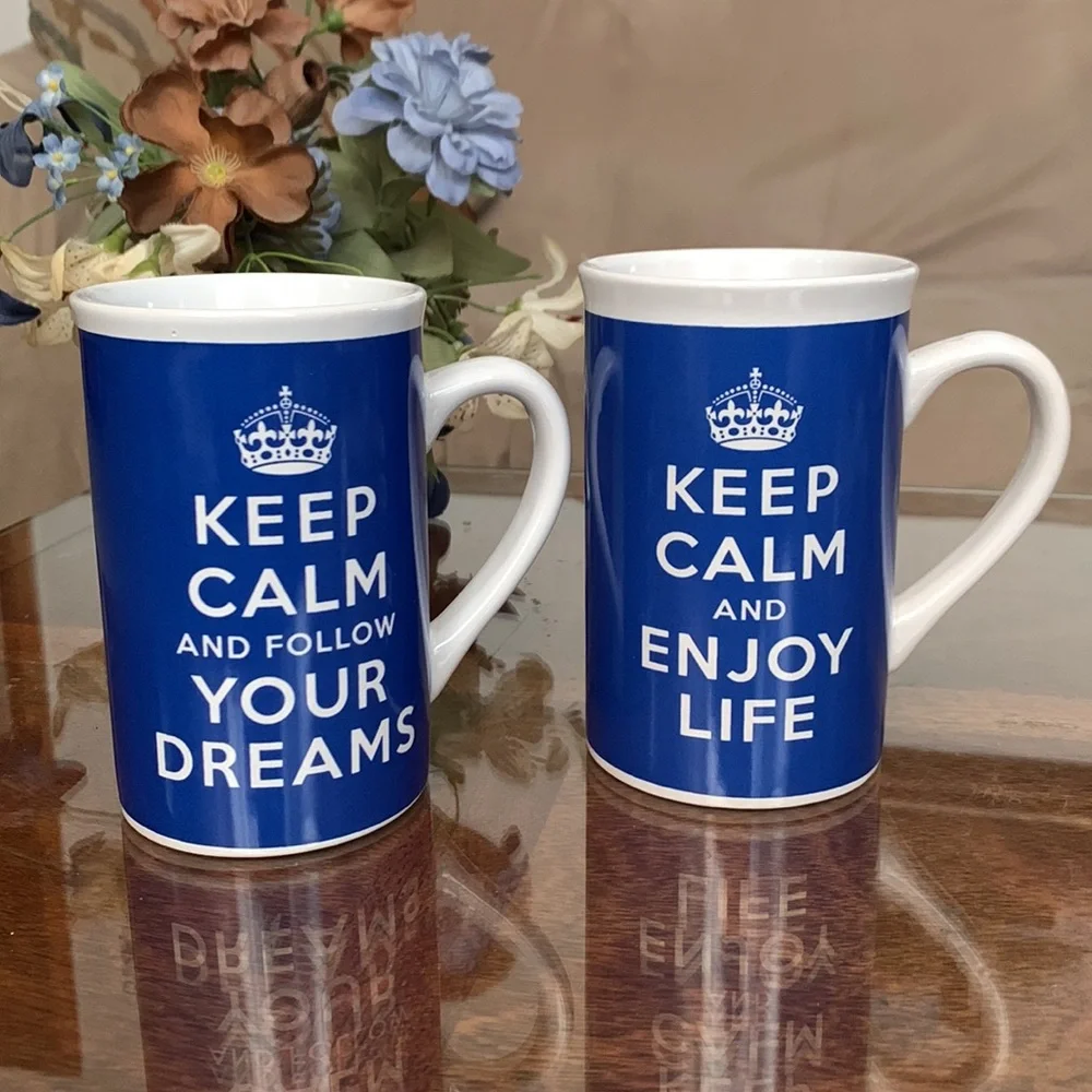 2 Bay Island Coffee Mug Cup Keep Calm Follow Your Dream & Enjoy Life Mugs Cups 🆕